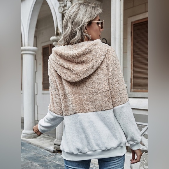 Split Tone Drawstring Long Sleeve Hoodie - Picture 2 of 4